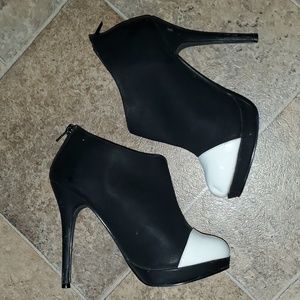 Miss A Moxby Patent Toe Stiletto Heel Ankle Boots